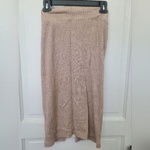 LOFT Tan Maxi Ribbed Pencil Skirt for Work